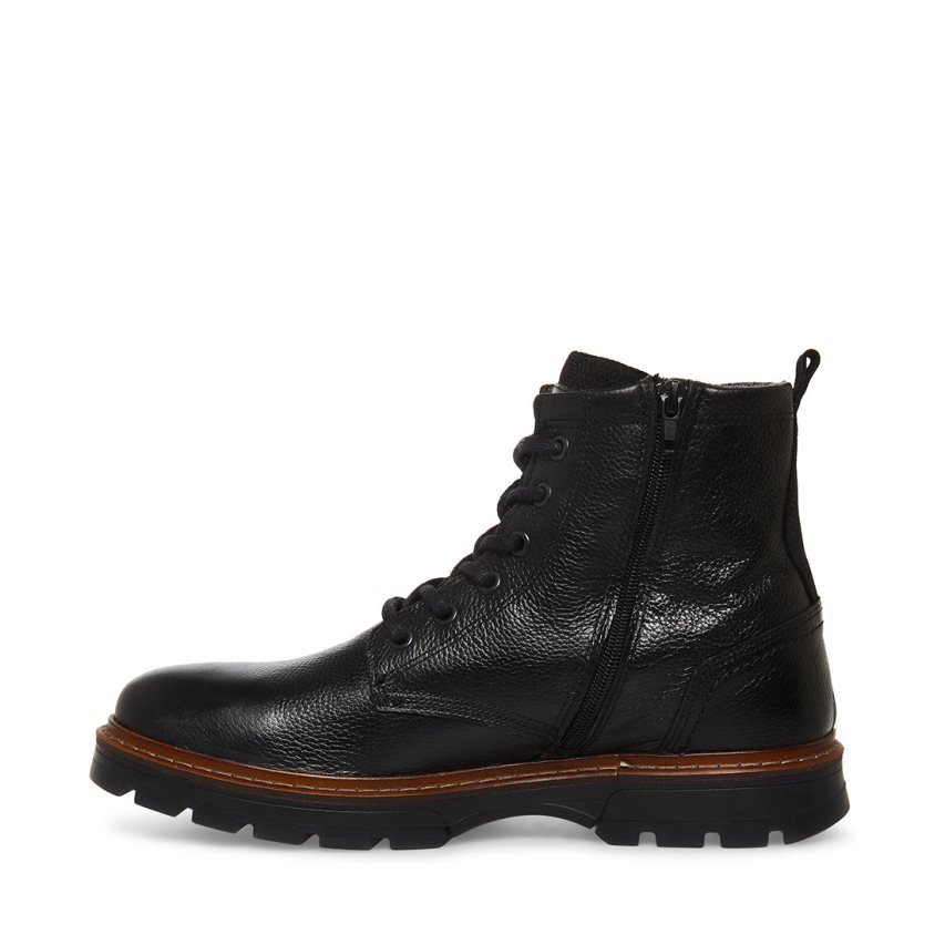 Black Steve Madden Lucius Leather Men's Ankle Boots | PH 0825UHX